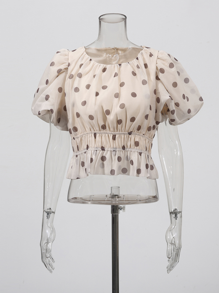 TWOTWINSTYLE Polka Dot Bubble Short Sleeve Two PIece Set
