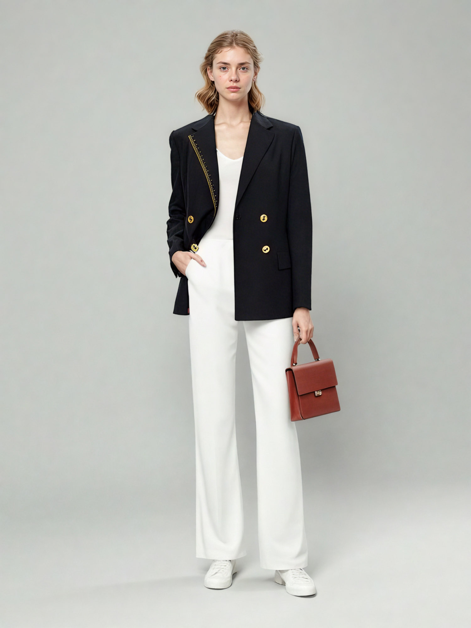 TWOTWINSTYLE Solid Chic Elegant V-neck Jacket