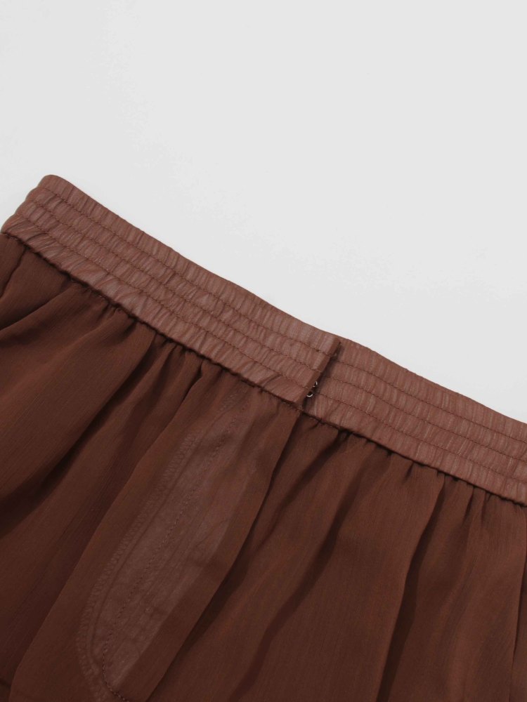 TWOTWINSTYLE Solid Workwear Style Mesh Top and Pants Two Piece Set