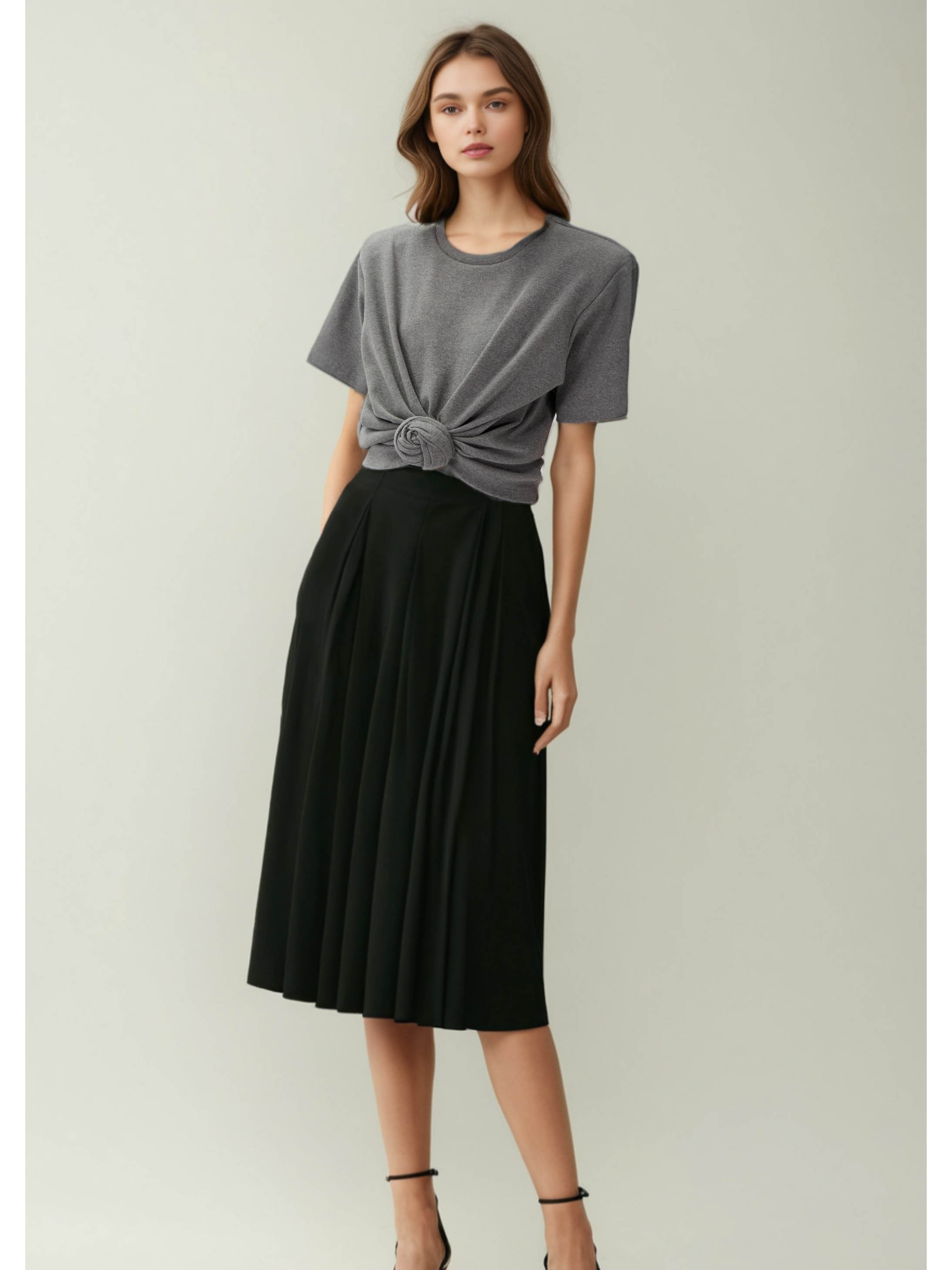 TWOTWINSTYLE Casual Solid Chic Round Neck T-shirts