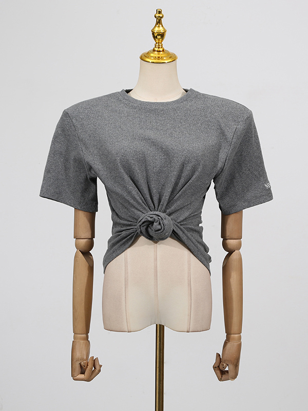 TWOTWINSTYLE Casual Solid Chic Round Neck T-shirts