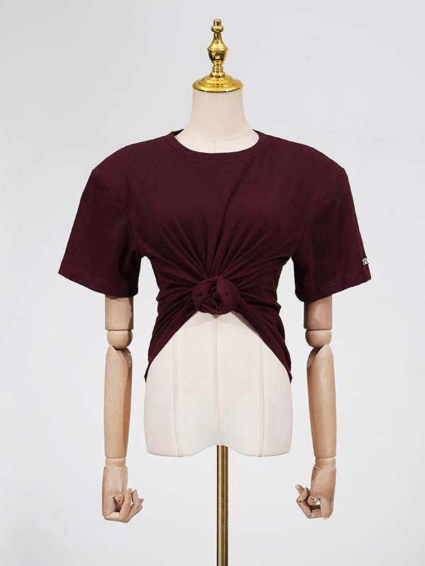 TWOTWINSTYLE Casual Solid Chic Round Neck T-shirts