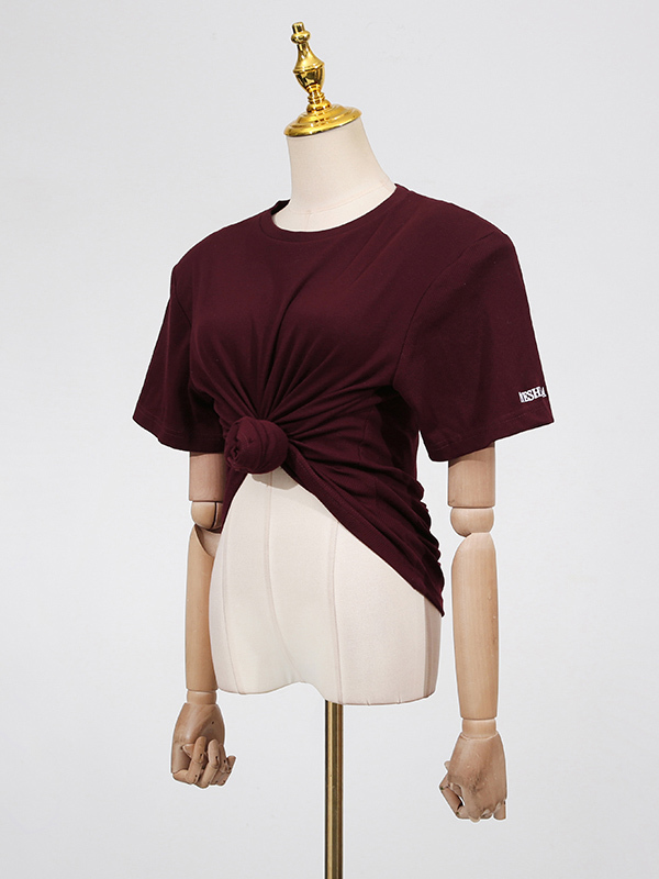 TWOTWINSTYLE Casual Solid Chic Round Neck T-shirts
