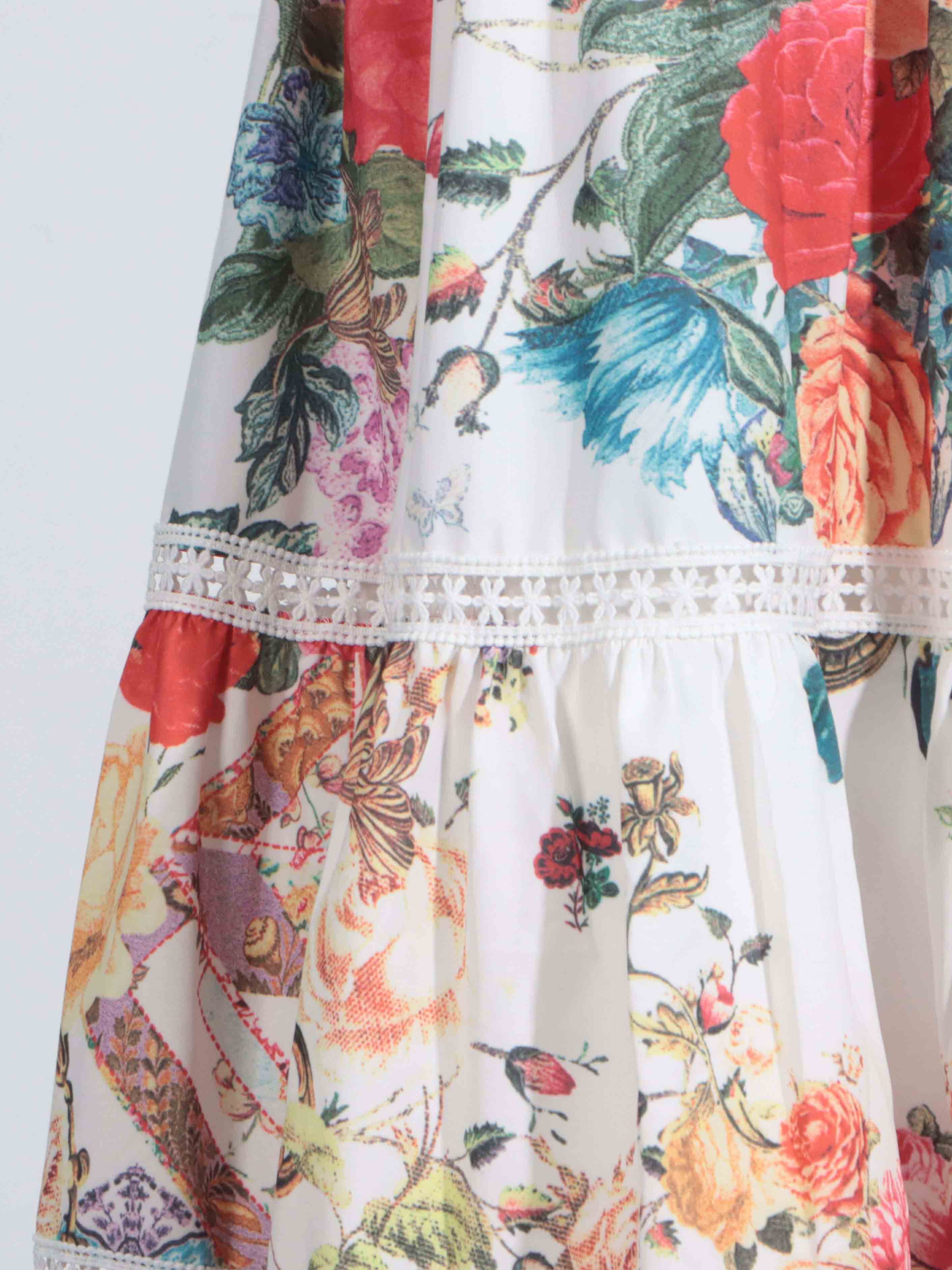TWOTWINSTYLE Elegant V-neck Print Ruched Long Dress