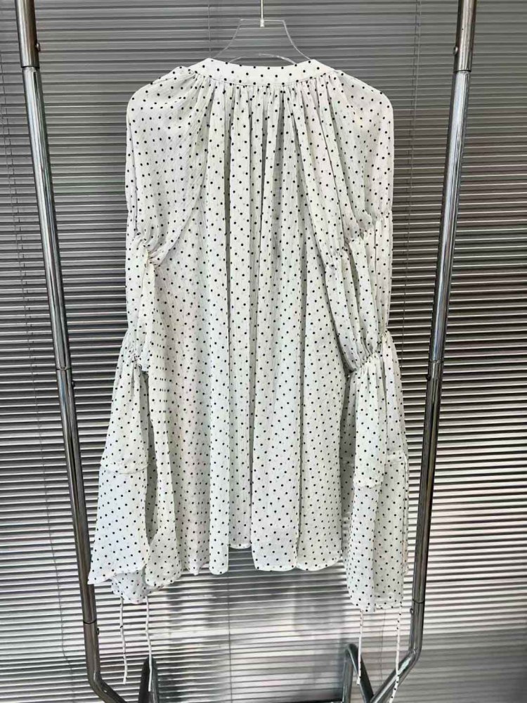 TWOTWINSTYLE Hit Color Wave Point Ruffles Shirts