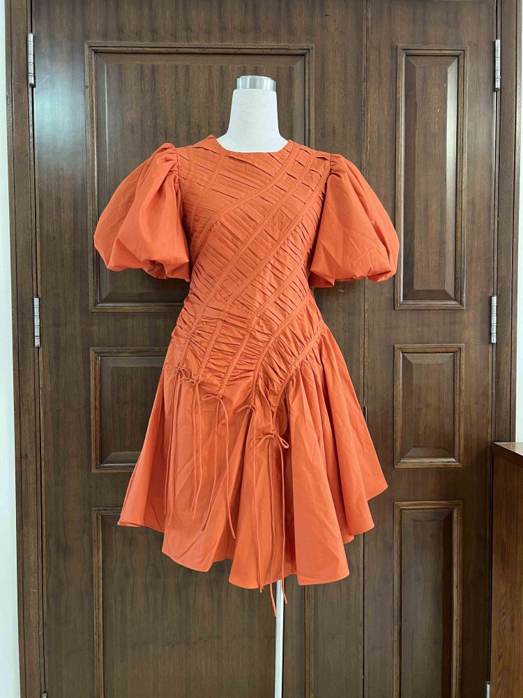 TWOTWINSTYLE Solid Ruched Elegant Short Dress