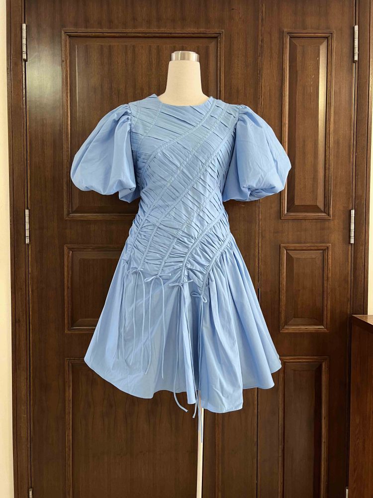 TWOTWINSTYLE Solid Ruched Elegant Short Dress