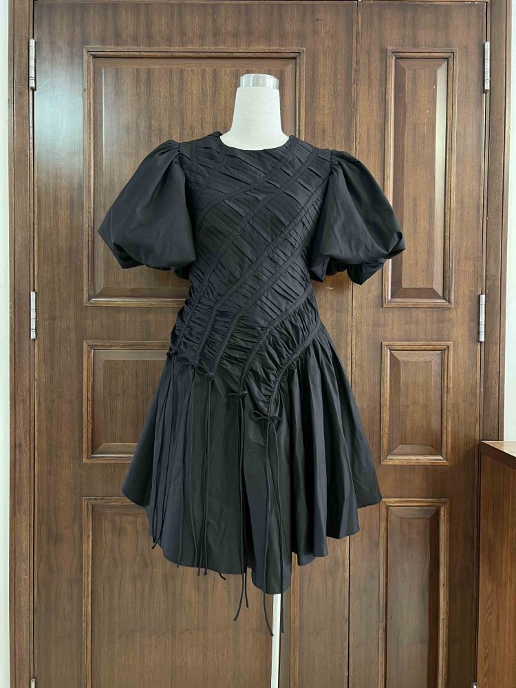 TWOTWINSTYLE Solid Ruched Elegant Short Dress