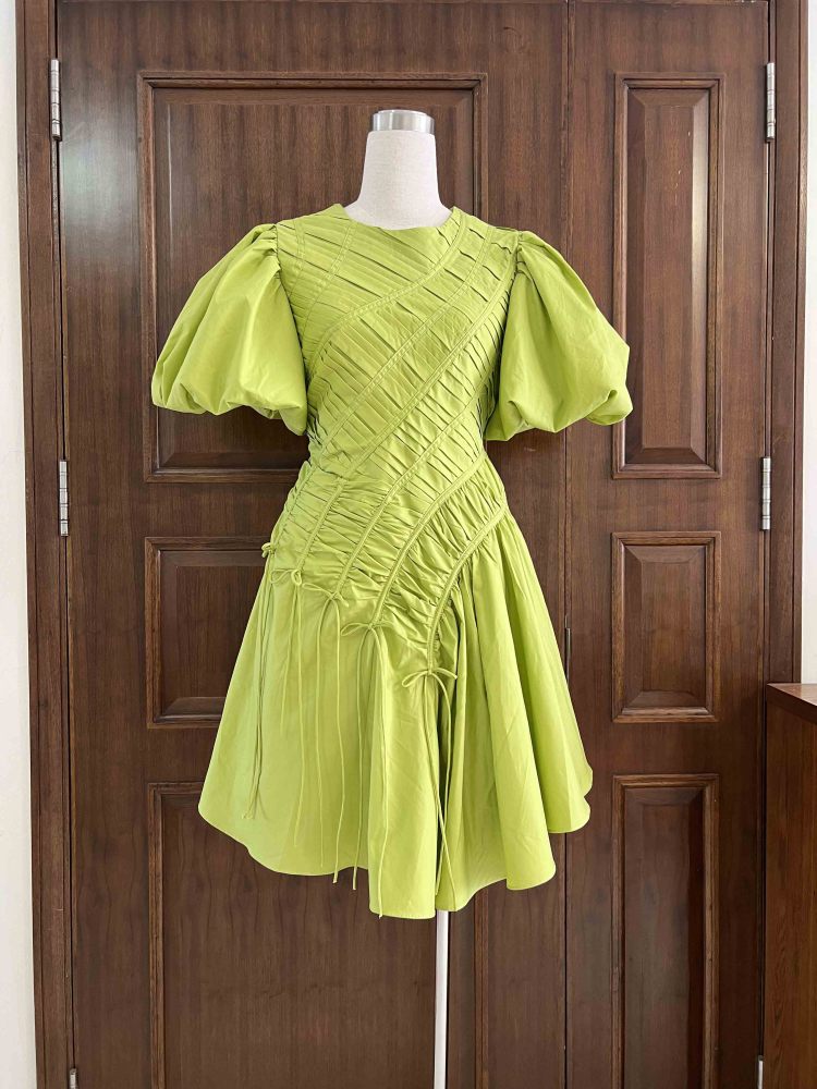 TWOTWINSTYLE Solid Ruched Elegant Short Dress