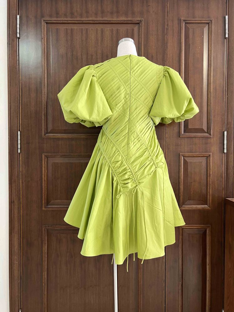 TWOTWINSTYLE Solid Ruched Elegant Short Dress