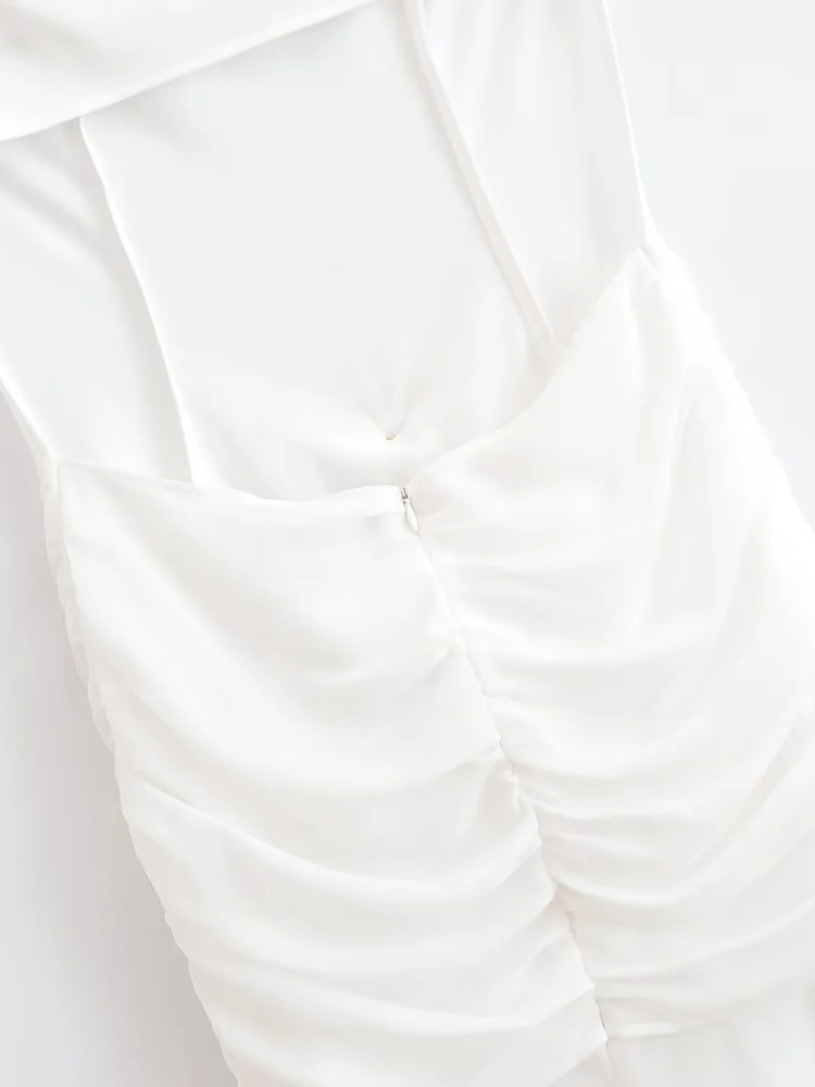 TWOTWINSTYLE Ruched Sleeveless Backless Long Dress