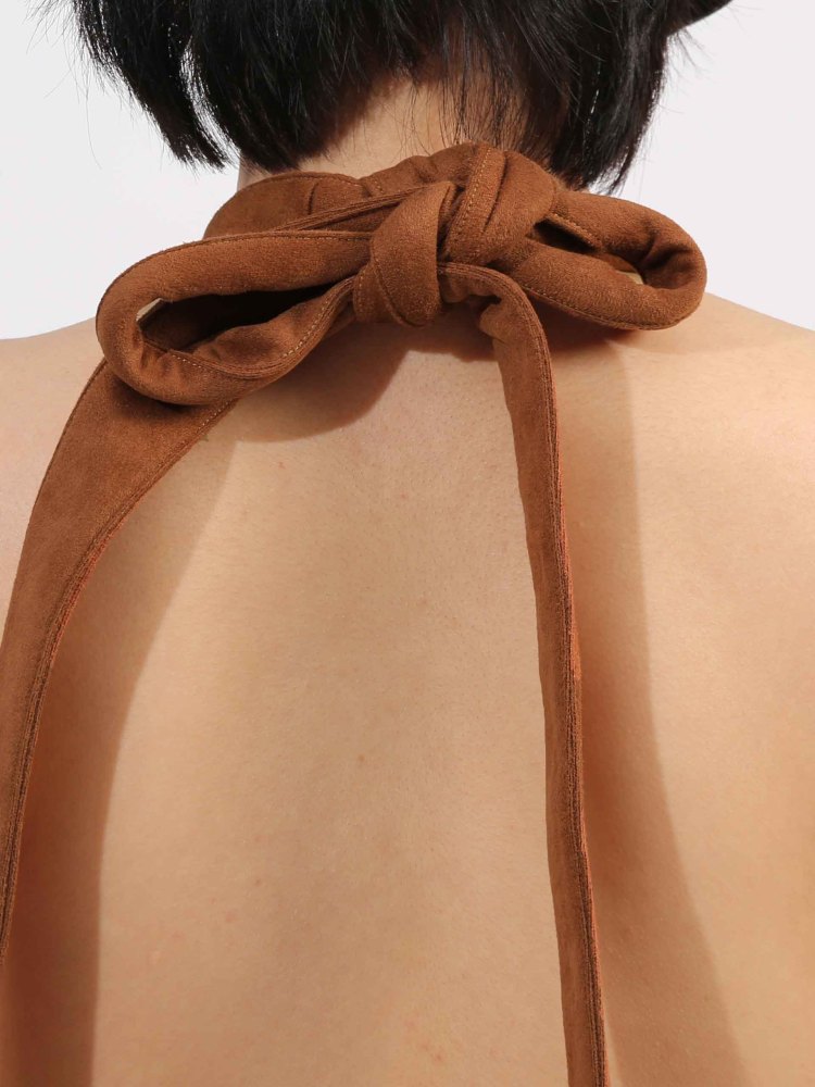 TWOTWINSTYLE Solid Sleeveless Backless Long Dress