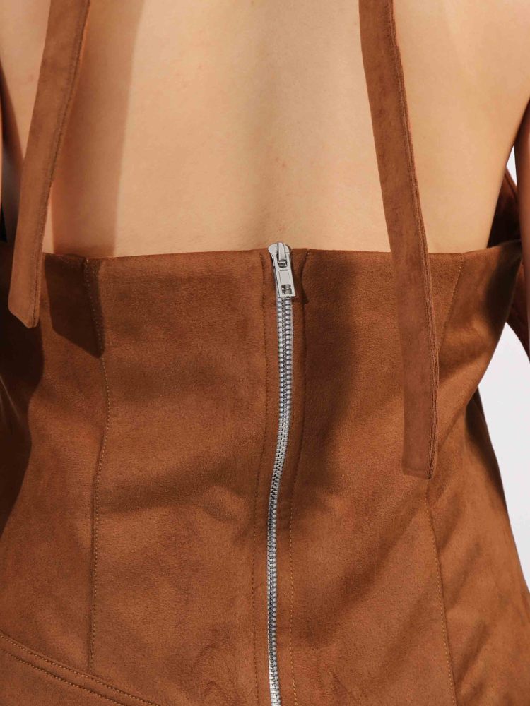 TWOTWINSTYLE Solid Sleeveless Backless Long Dress