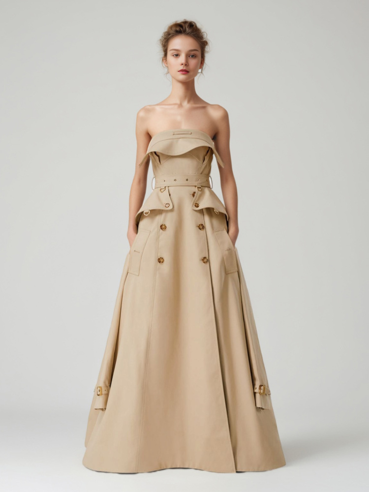 TWOTWINSTYLE Off Shoulder Solid Long Dress