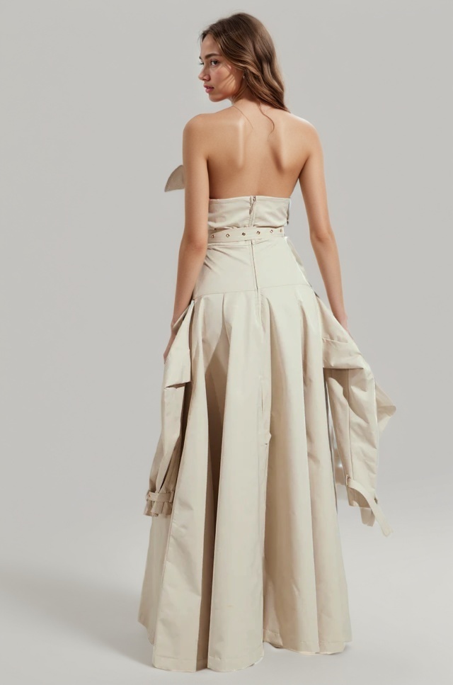 TWOTWINSTYLE Off Shoulder Solid Long Dress