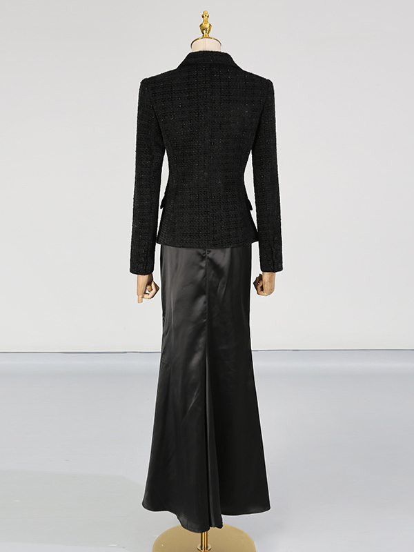 TWOTWINSTYLE Solid V-neck Long Sleeve Two Piece Set