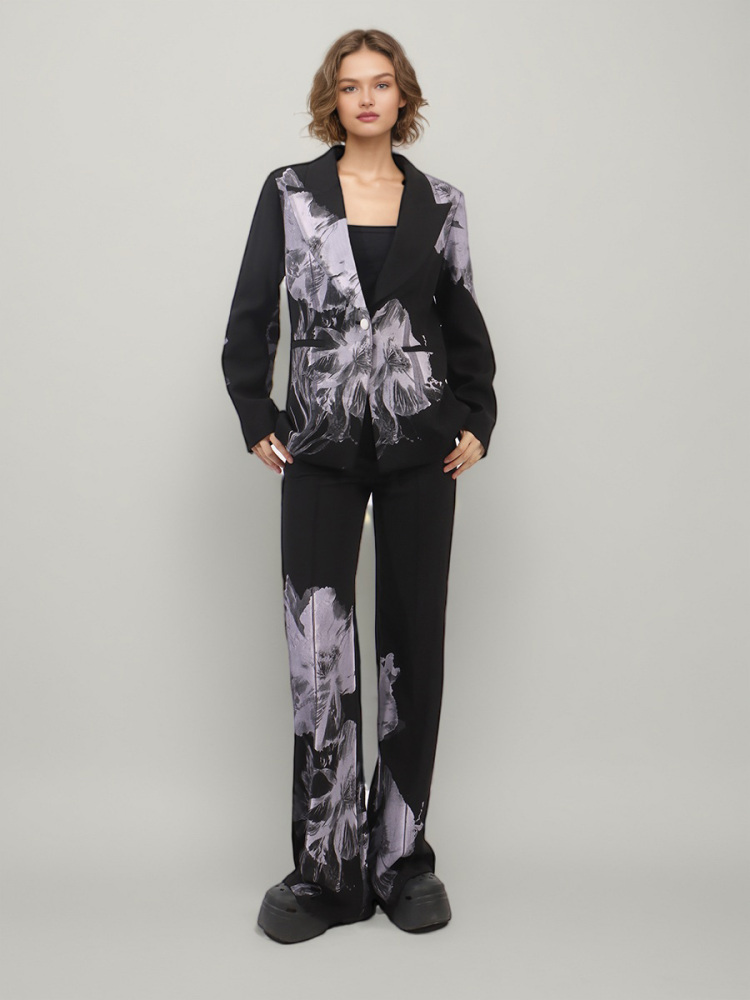 TWOTWINSTYLE V-neck Print Casual Two Piece Set