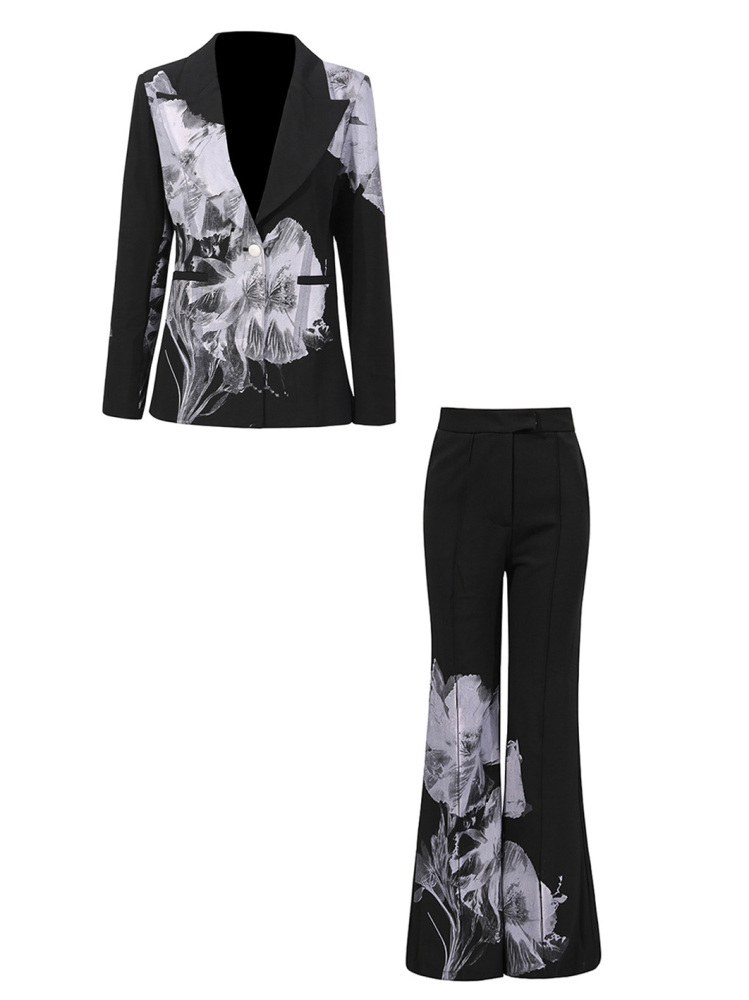 TWOTWINSTYLE V-neck Print Casual Two Piece Set