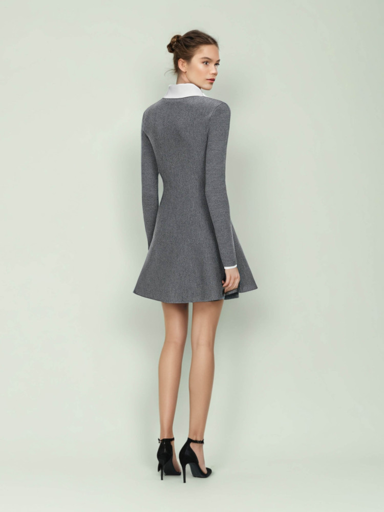 TWOTWINSTYLE Hit Color Knitting Short Dress
