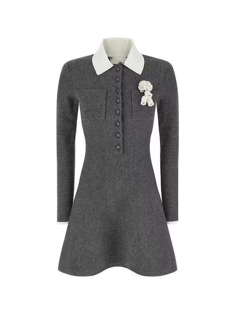 TWOTWINSTYLE Hit Color Knitting Short Dress