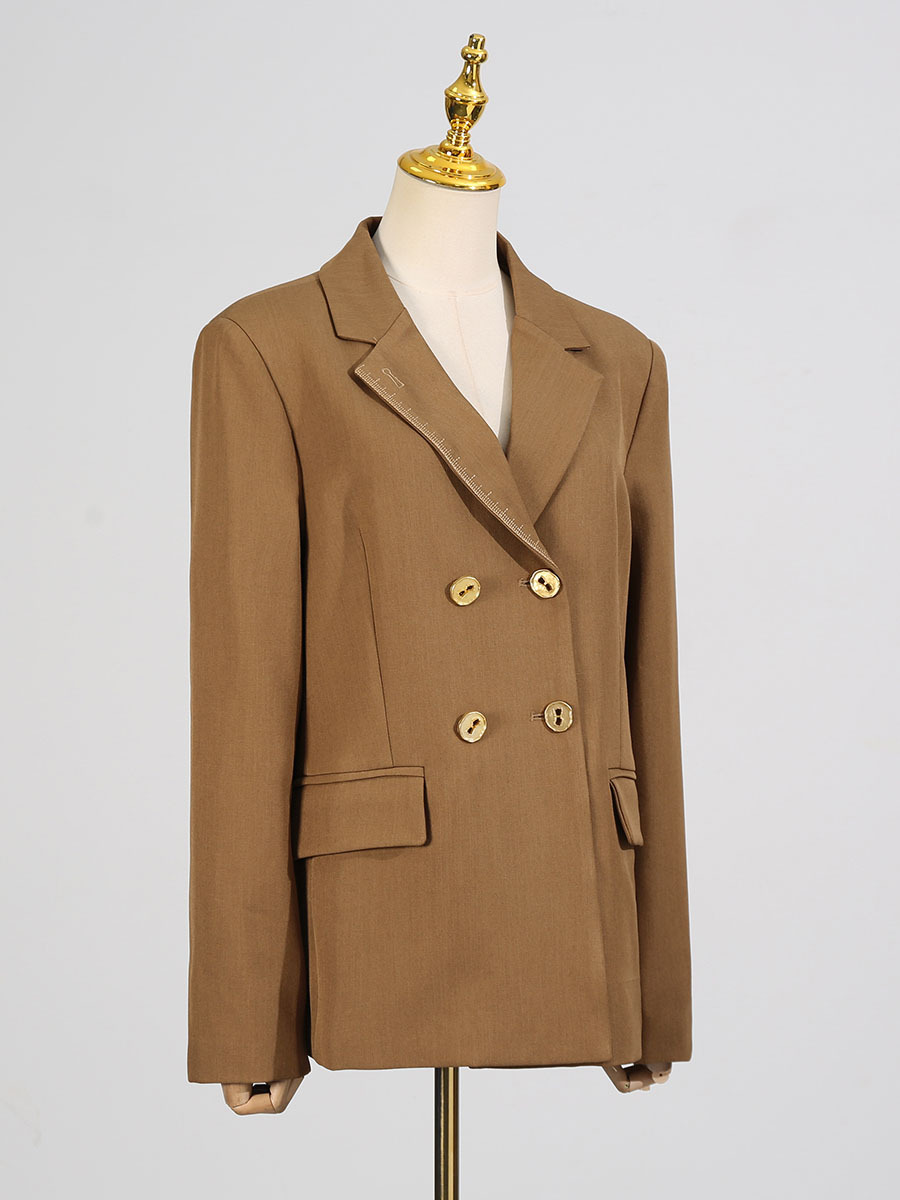 TWOTWINSTYLE Solid Chic Elegant V-neck Jacket