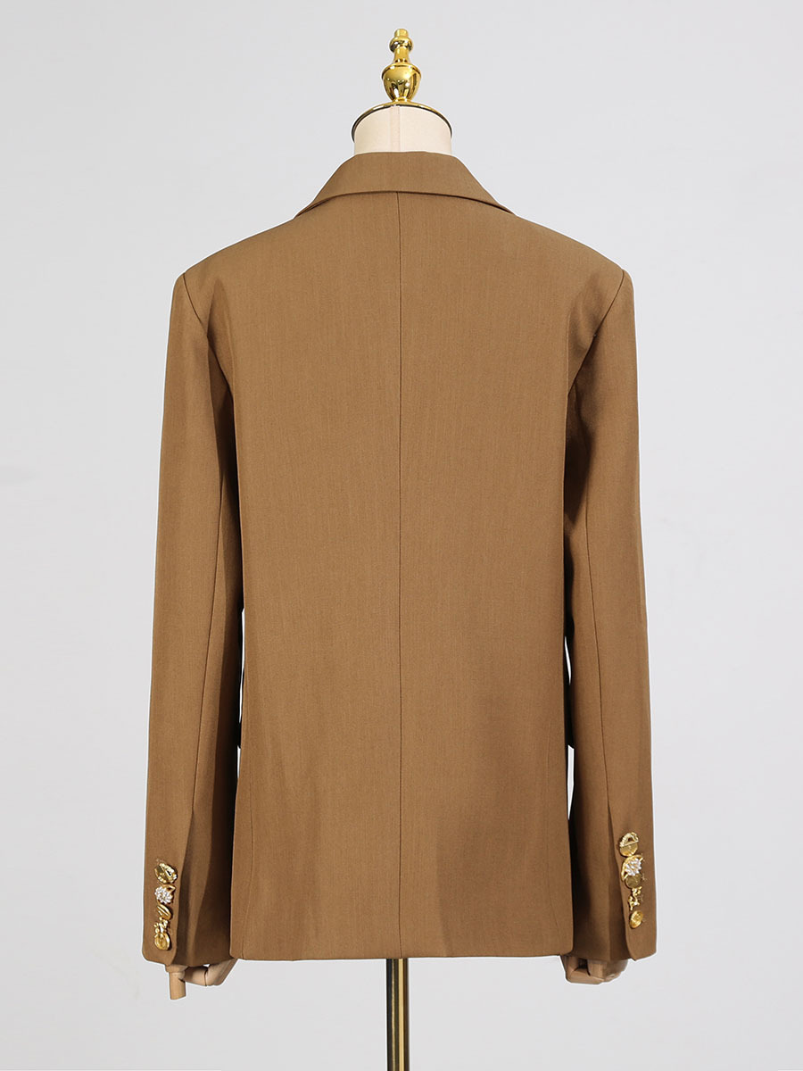 TWOTWINSTYLE Solid Chic Elegant V-neck Jacket