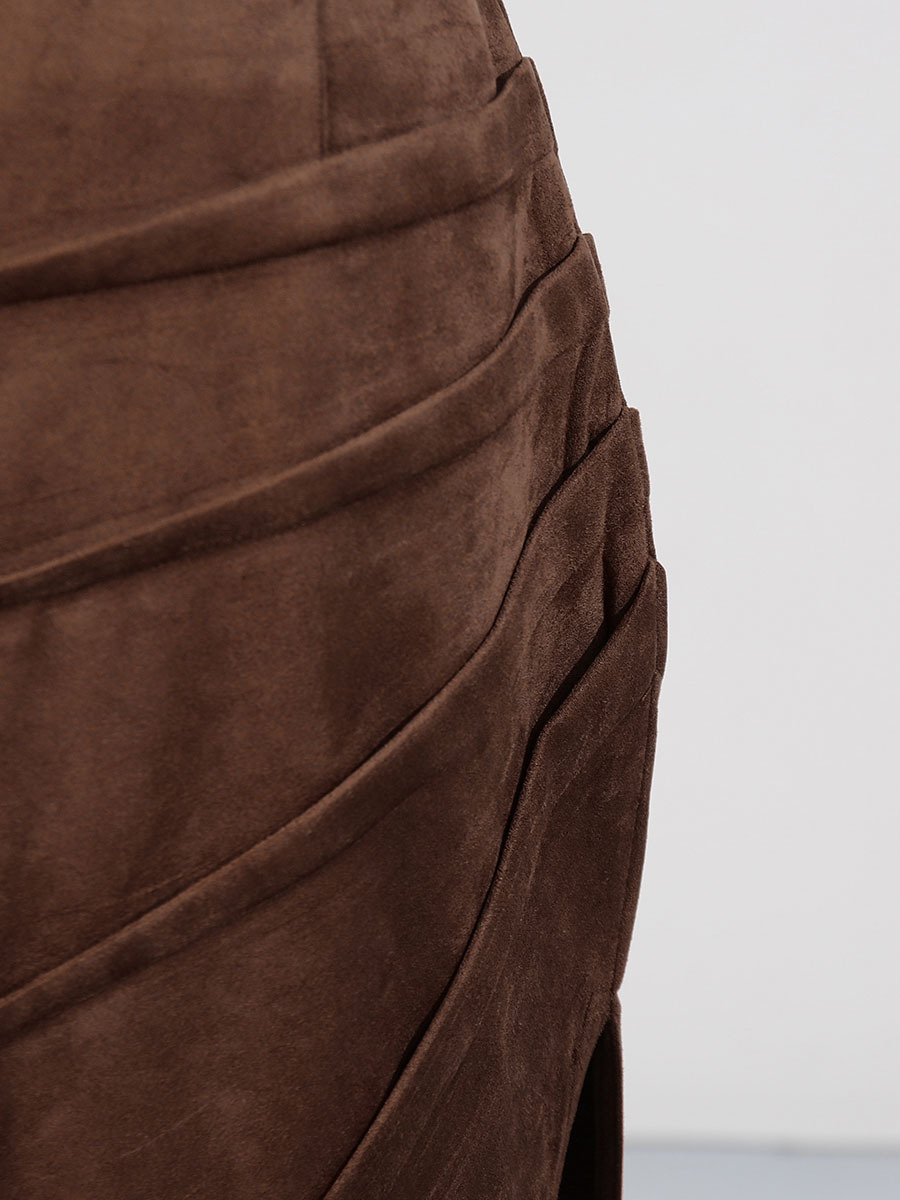 TWOTWINSTYLE Solid Ruched Patchwork Belt Skirt