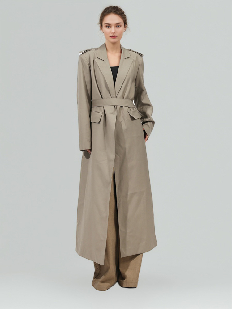 TWOTWINSTYLE Solid V-neck Lapel Lace Up Jacket