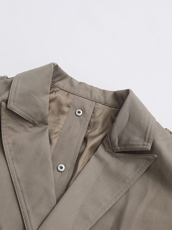 TWOTWINSTYLE Solid V-neck Lapel Lace Up Jacket