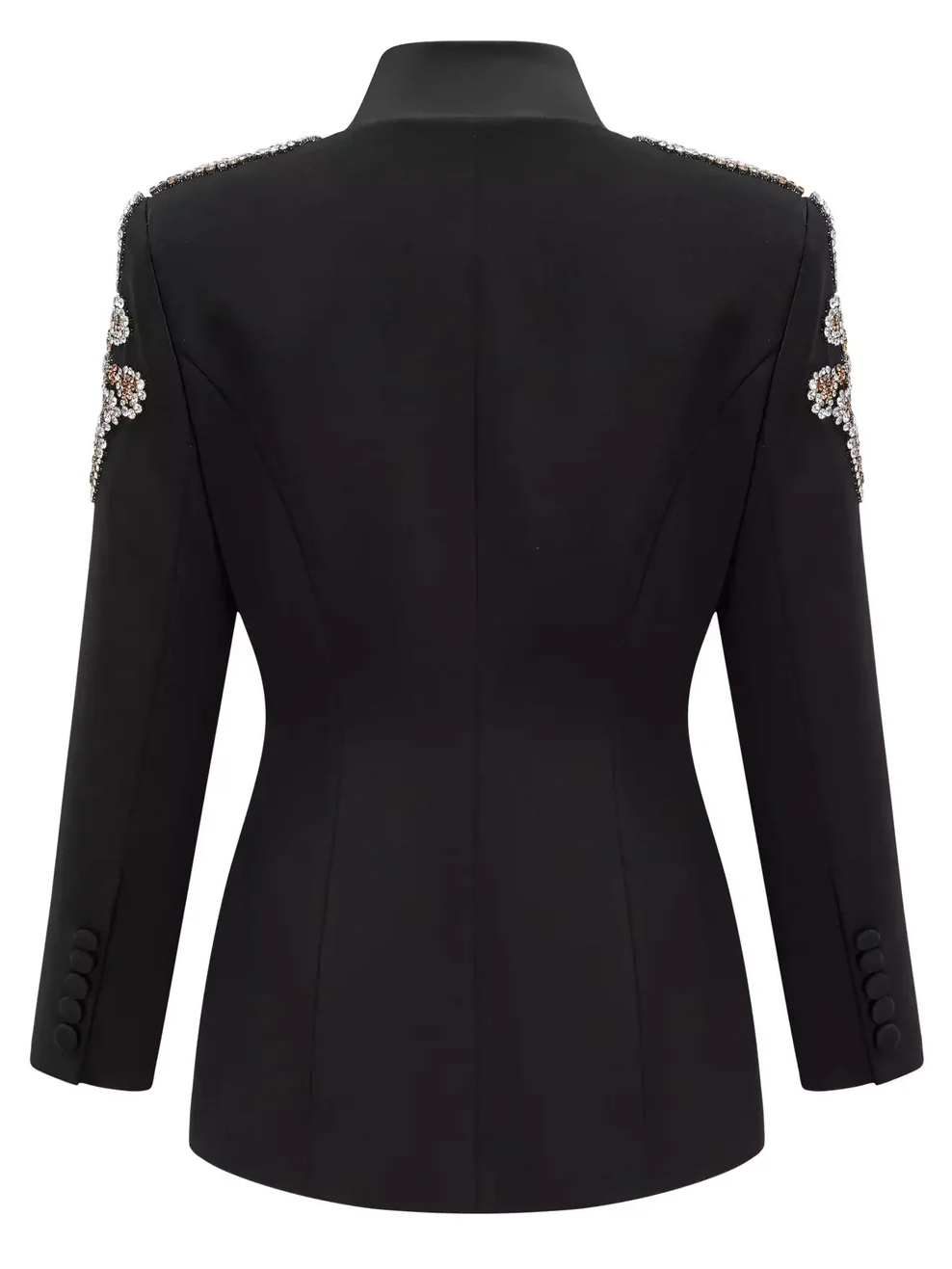 TWOTWINSTYLE Solid Deep V-neck Patchwork Diamonds Jacket