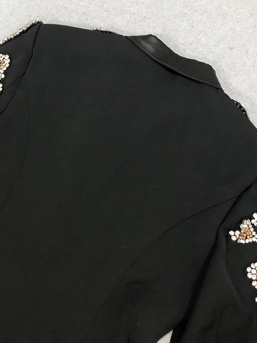 TWOTWINSTYLE Solid Deep V-neck Patchwork Diamonds Jacket
