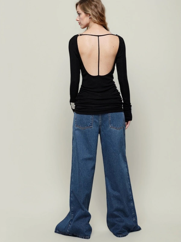 Teotwin Style TWOTWINSTYLE Solid Chic Denim Pants