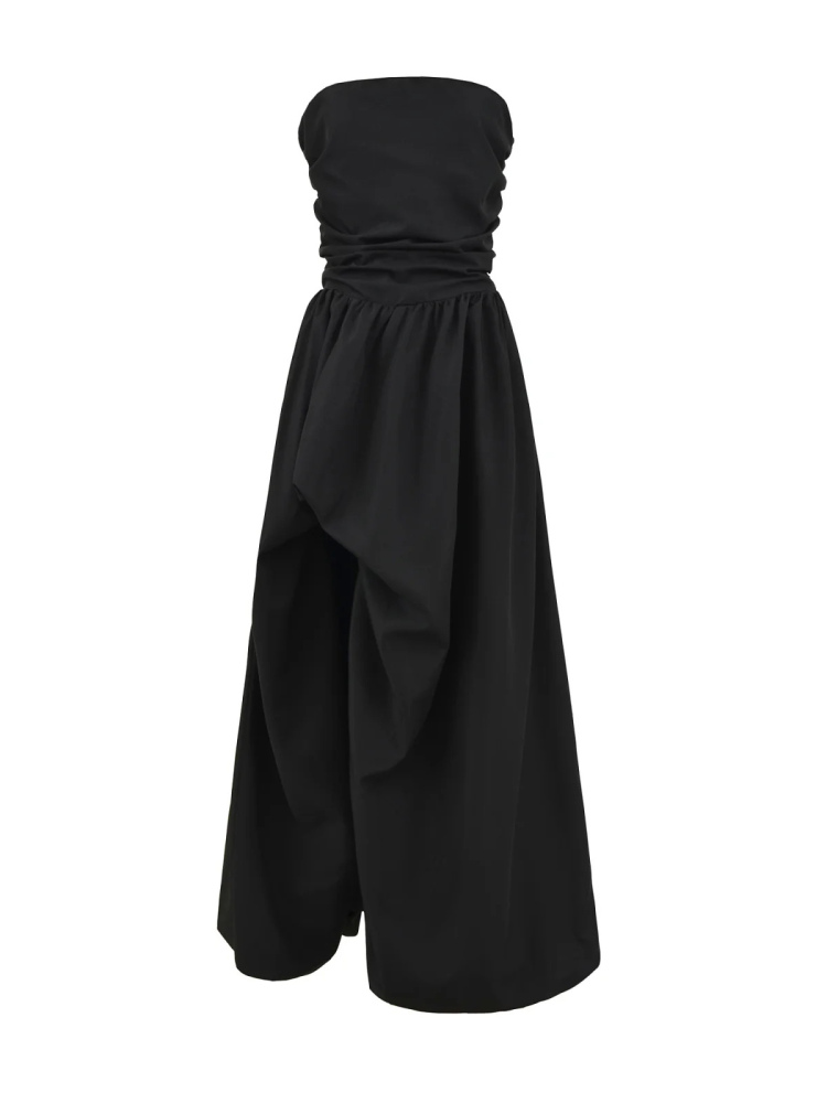 TWOTWINSTYLE Solid Off Shoulder Side Split Long Dress