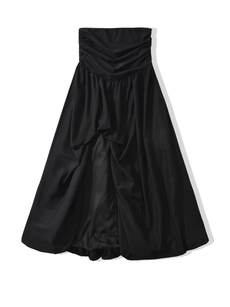 TWOTWINSTYLE Solid Off Shoulder Side Split Long Dress