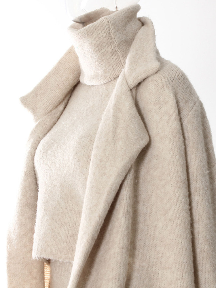 TWOTWINSTYLE Knitting Solid Elegant Stand Collar Three Piece Set