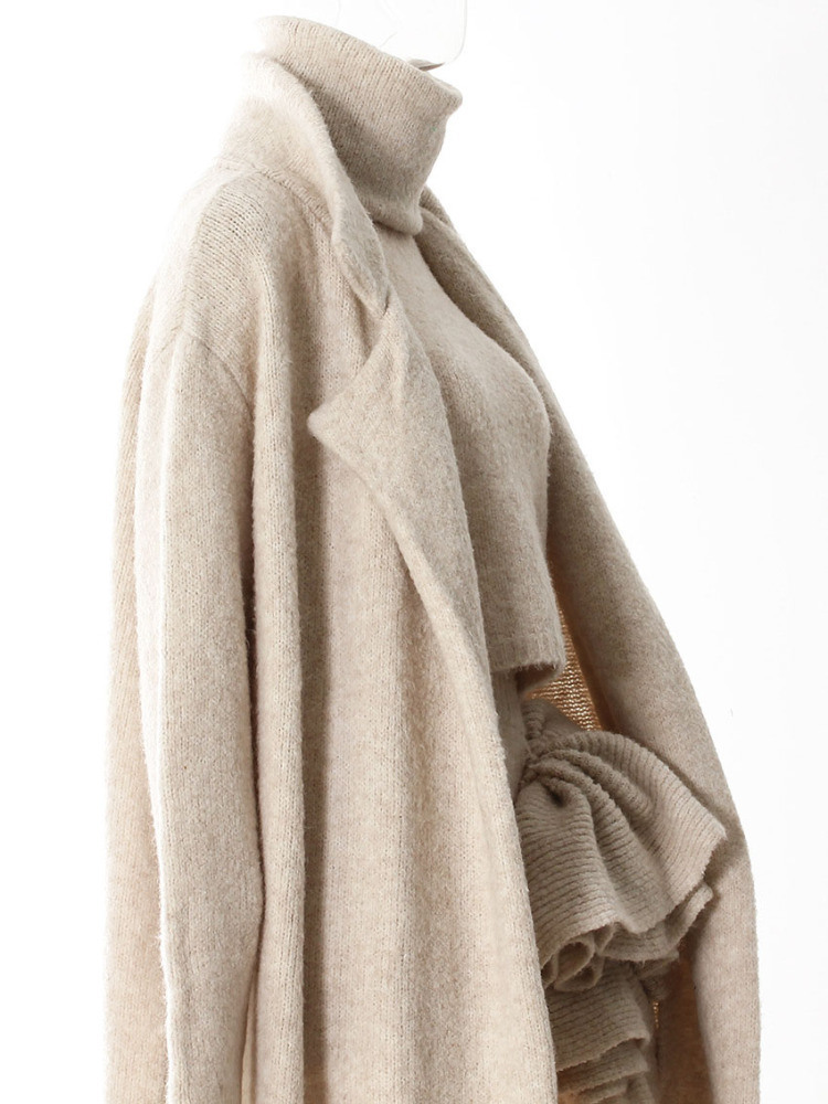 TWOTWINSTYLE Knitting Solid Elegant Stand Collar Three Piece Set