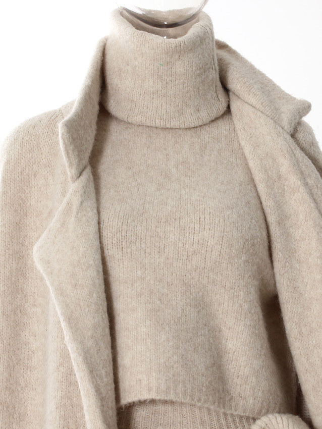TWOTWINSTYLE Knitting Solid Elegant Stand Collar Three Piece Set
