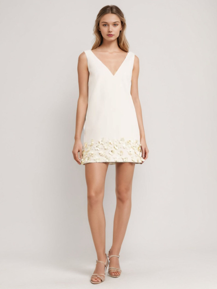 TWOTWINSTYLE Solid Patchwork Sequins V-neck Backless Short Dress