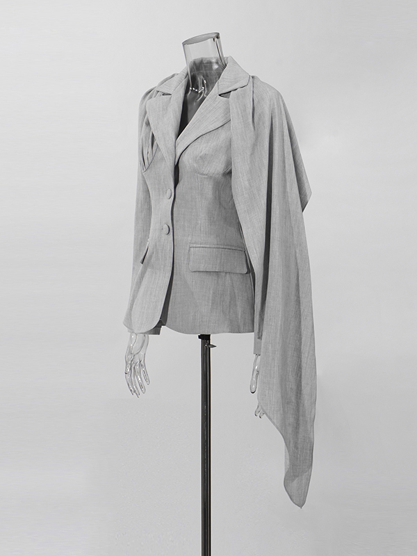 TWOTWINSTYLE V-neck Lapel Chic Solid Patchwork Jacket