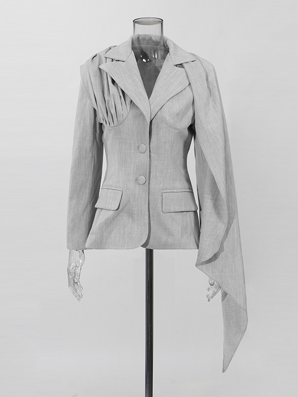 TWOTWINSTYLE V-neck Lapel Chic Solid Patchwork Jacket