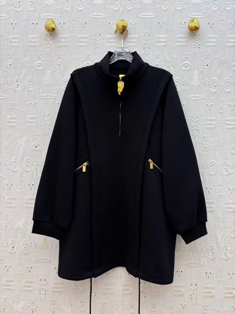 TWOTWINSTYLE Solid Casual Stand Collar Long Sleeve Hoodie