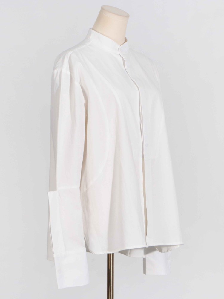 TWOTWINSTYLE Solid Casual Chic Stand Collar Shirts
