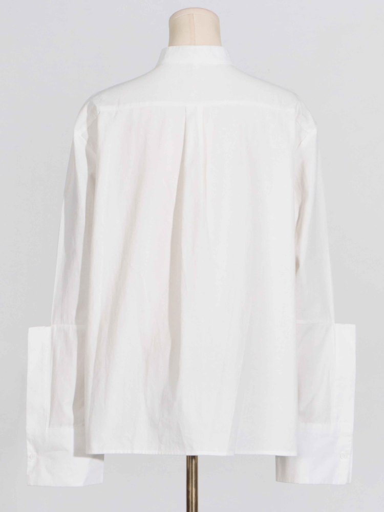 TWOTWINSTYLE Solid Casual Chic Stand Collar Shirts