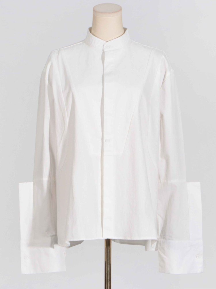 TWOTWINSTYLE Solid Casual Chic Stand Collar Shirts