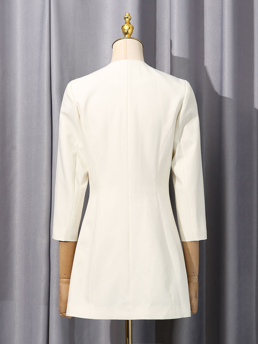 TWOTWINSTYLE Solid Patchwork Buttons Round Neck Jacket