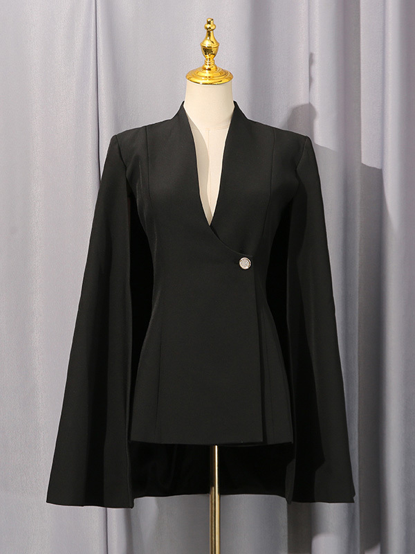 TWOTWINSTYLE Solid Chic Casual Minimalist Jacket