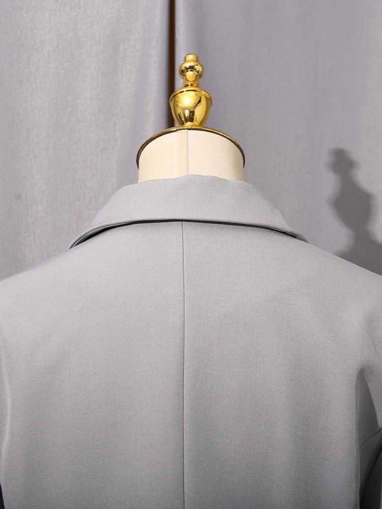 TWOTWINSTYLE Solid Ruched Lapel Casual Jacket