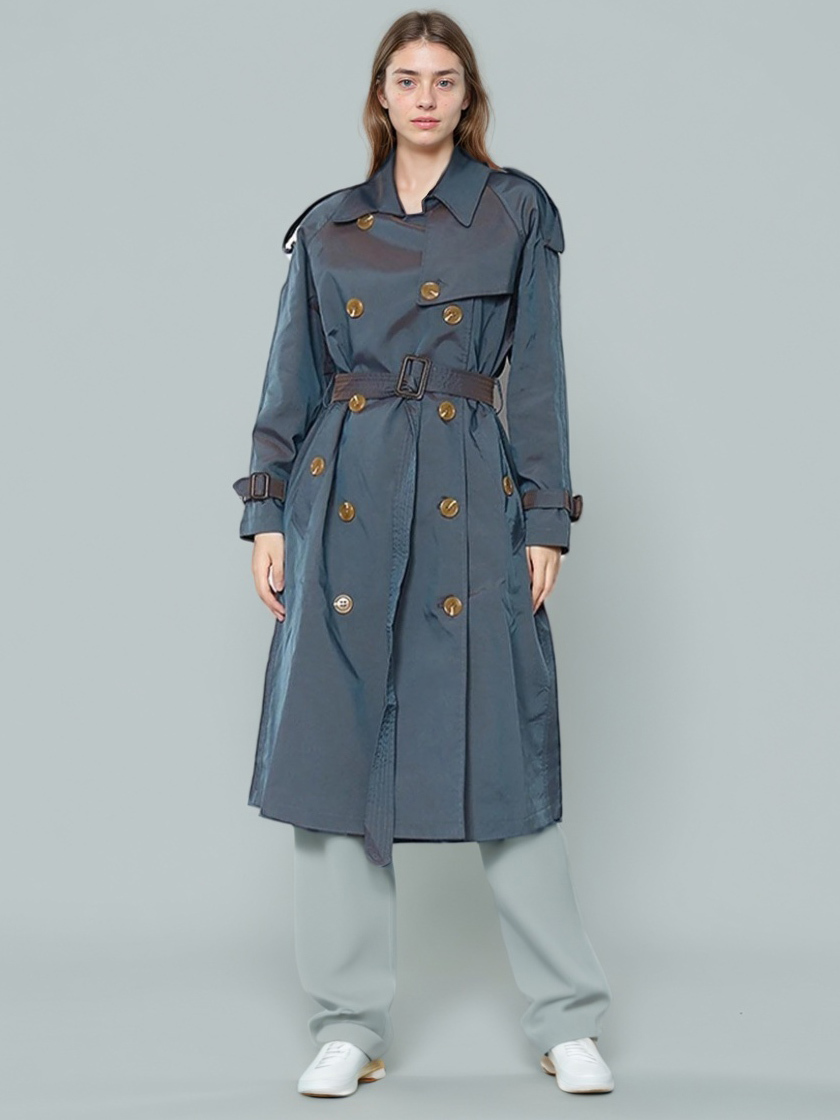 TWOTWINSTYLE Chic Patchwork Belt Lapel Jacket