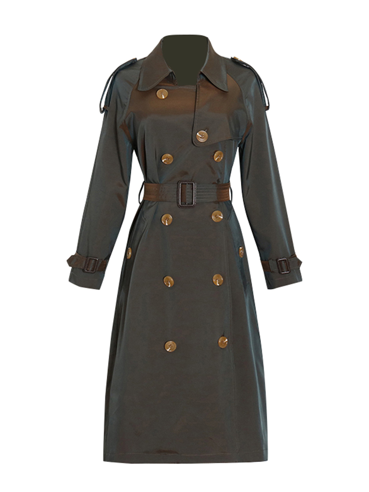 TWOTWINSTYLE Chic Patchwork Belt Lapel Jacket