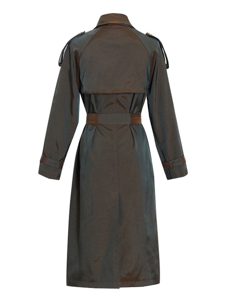 TWOTWINSTYLE Chic Patchwork Belt Lapel Jacket